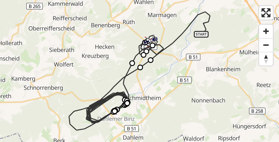 Flugroute Polizeihubschrauber Nettersheim - Nettersheim, 22 Juni 2026, 10:58
