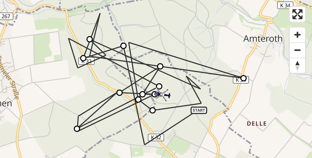 Flugroute Polizeihubschrauber Oberwambach - Oberwambach, 22 Juni 2026, 10:59