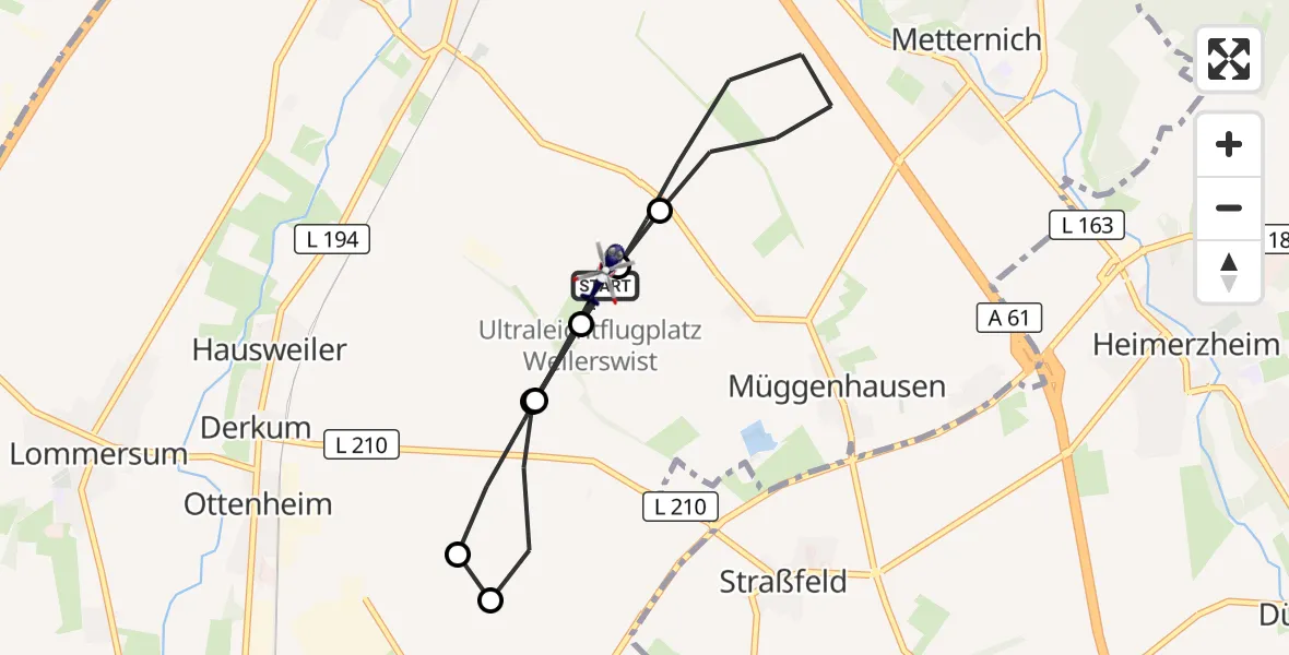 Flugroute Polizeihubschrauber Weilerswist UL - Weilerswist UL, 22 Juni 2026, 11:10