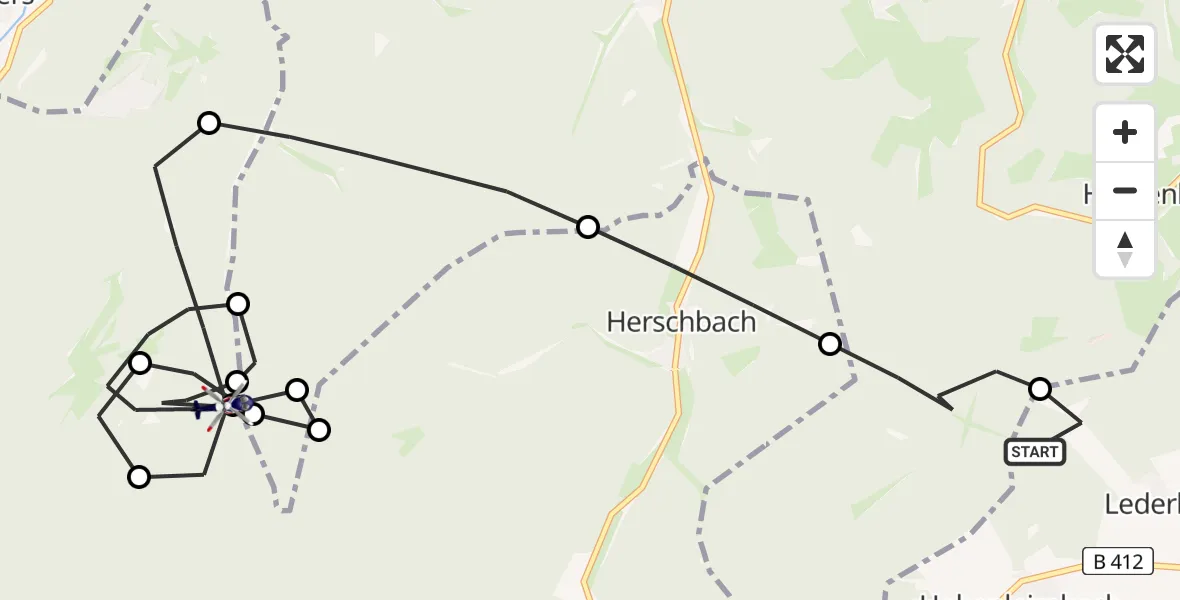 Flugroute Polizeihubschrauber Hohenleimbach - Dümpelfeld, 22 Juni 2026, 11:21