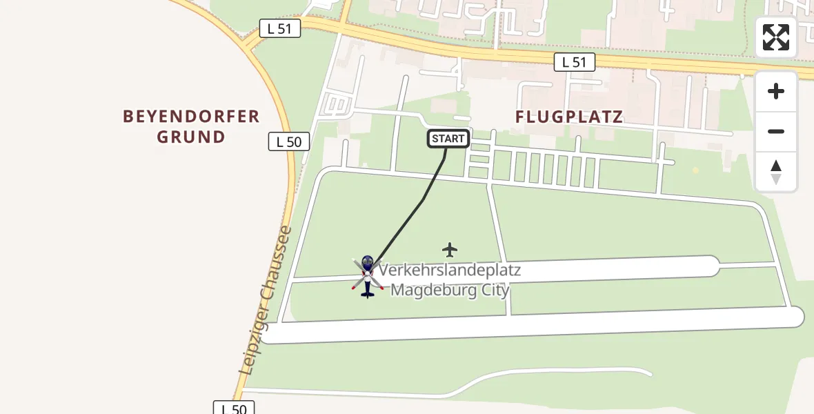 Flugroute Polizeihubschrauber Magdeburg City Flugplatz - Magdeburg City Flugplatz, 22 Juni 2026, 11:28