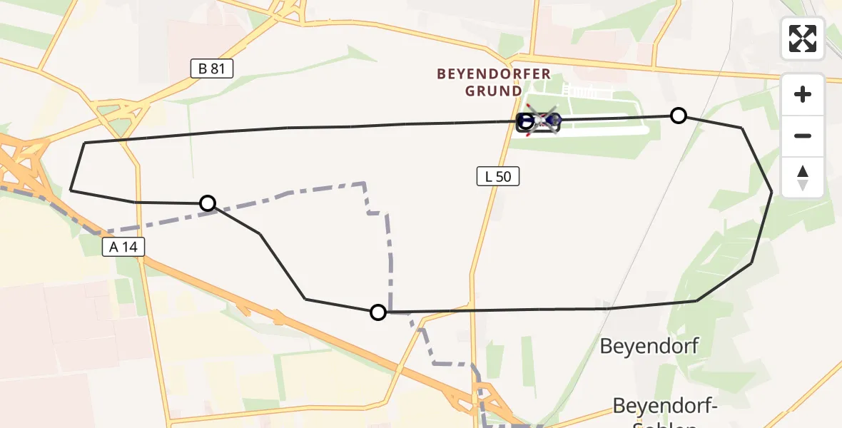 Flugroute Polizeihubschrauber Magdeburg City Flugplatz - Magdeburg City Flugplatz, 22 Juni 2026, 11:30