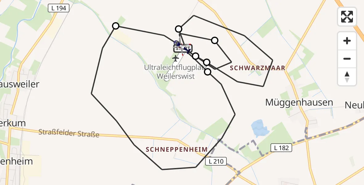 Flugroute Polizeihubschrauber Weilerswist UL - Weilerswist UL, 22 Juni 2026, 11:32