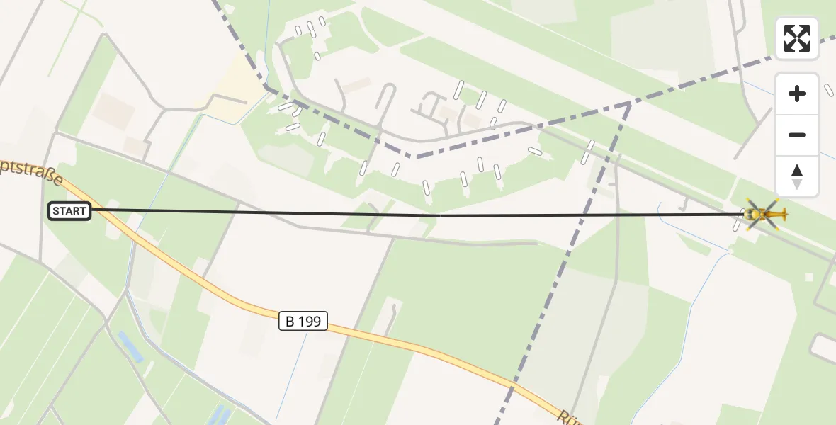 Flugroute Rettungshubschrauber Klixbüll - Leck, 22 Juni 2026, 12:40