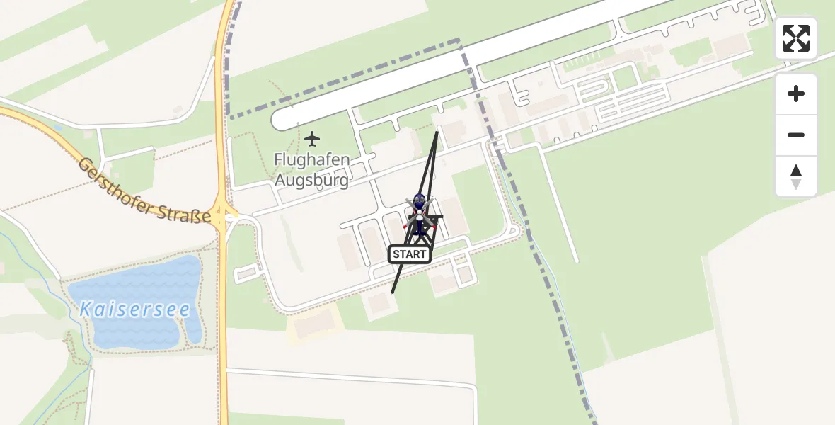 Flugroute Polizeihubschrauber Augsburg Flughafen - Augsburg Flughafen, 22 Juni 2026, 12:43