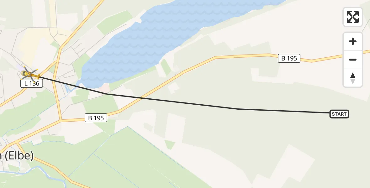 Flugroute Rettungshubschrauber Lenzen (Elbe) - Lenzen (Elbe), 22 Juni 2026, 13:01