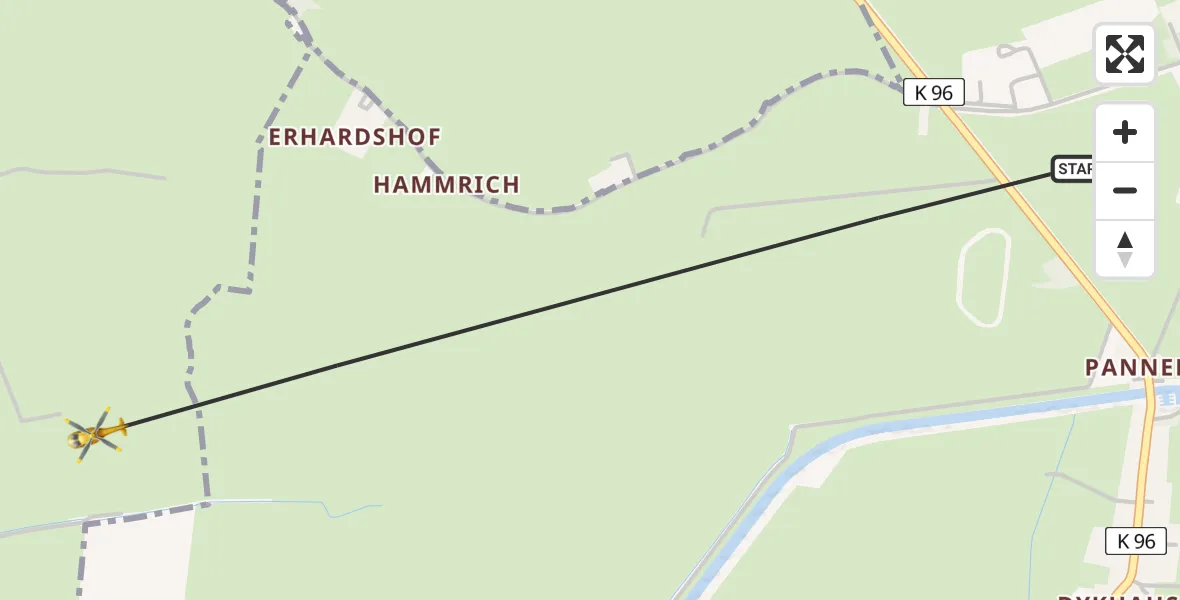 Flugroute Rettungshubschrauber Sande - Friedeburg, 22 Juni 2026, 13:27