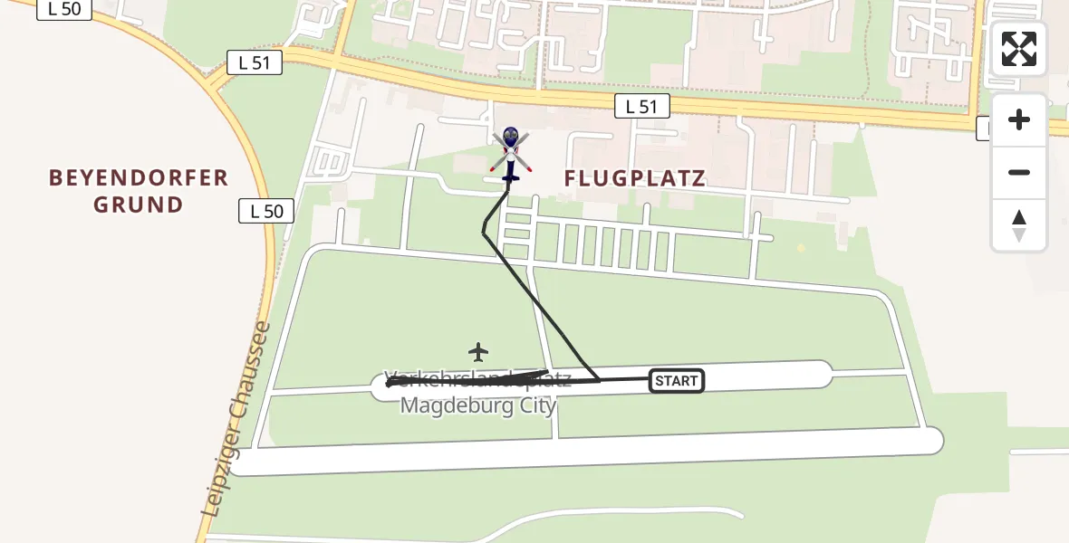 Flugroute Polizeihubschrauber Magdeburg City Flugplatz - Magdeburg City Flugplatz, 22 Juni 2026, 13:29