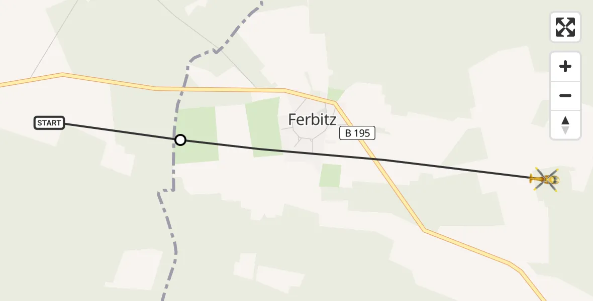 Flugroute Rettungshubschrauber Lenzen (Elbe) - Lanz, 22 Juni 2026, 13:29