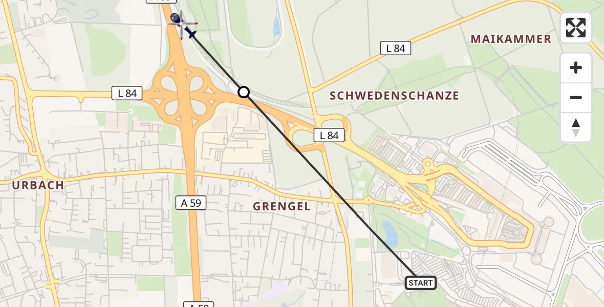 Flugroute Polizeihubschrauber Köln Bonn Flughafen - Köln, 22 Juni 2026, 13:32