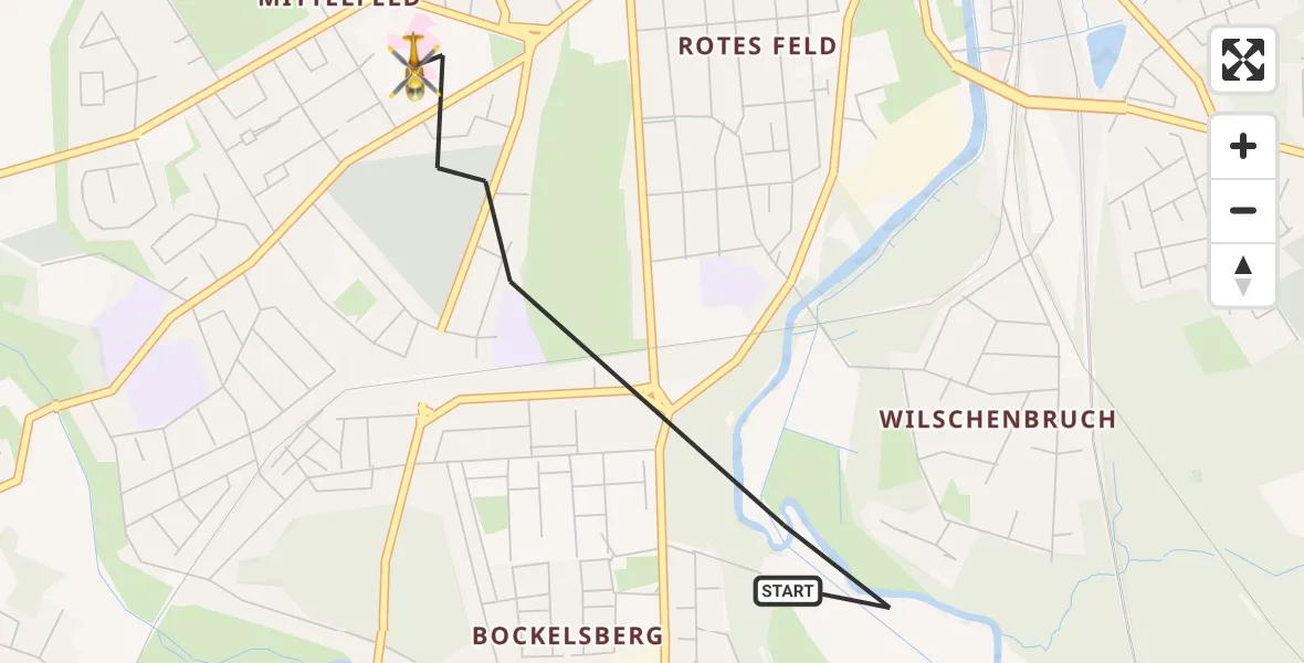 Flugroute Rettungshubschrauber Lüneburg - Lüneburg, 22 Juni 2026, 14:45