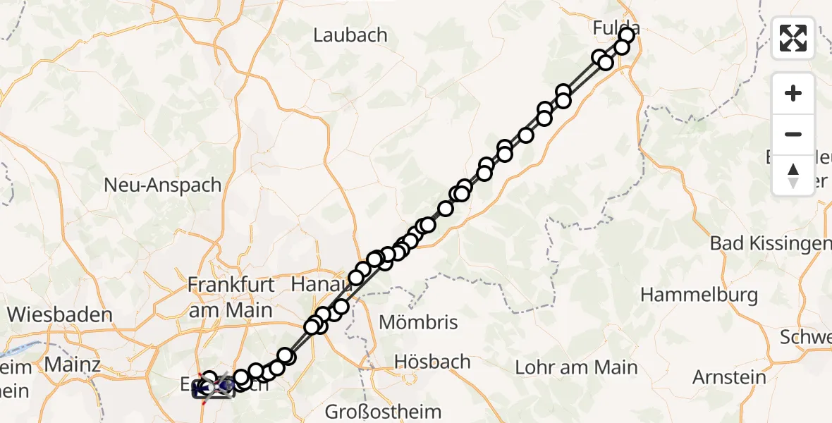 Flugroute Polizeihubschrauber Flughafen Frankfurt-Egelsbach - Flughafen Frankfurt-Egelsbach, 22 Juni 2026, 14:50