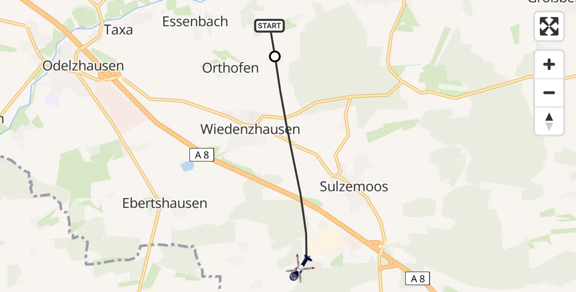 Flugroute Polizeihubschrauber Erdweg - Sulzemoos, 22 Juni 2026, 15:33