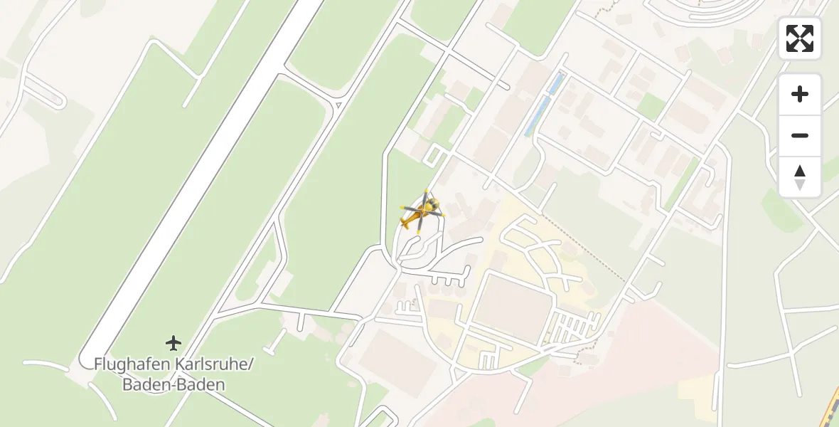 Flugroute Rettungshubschrauber Karlsruhe Baden-Baden Flughafen - Karlsruhe Baden-Baden Flughafen, 22 Juni 2026, 15:38