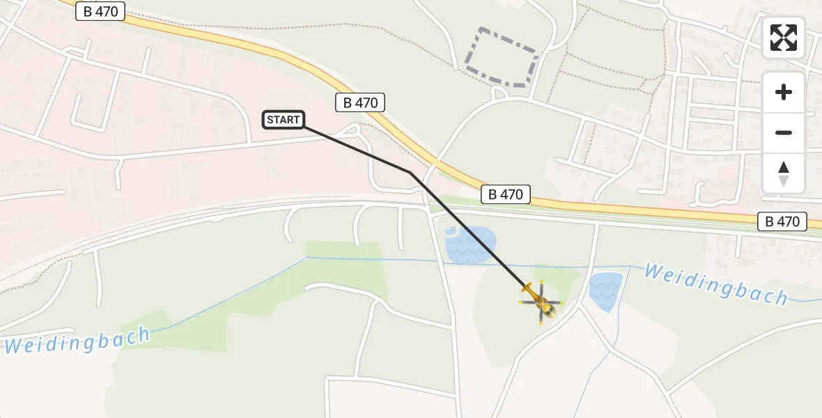 Flugroute Rettungshubschrauber Weiden i.d.OPf. - Weiden i.d.OPf., 22 Juni 2026, 15:51