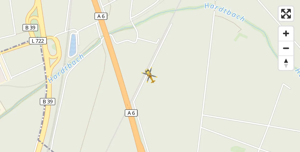 Flugroute Rettungshubschrauber Schwetzingen - Schwetzingen, 22 Juni 2026, 17:01