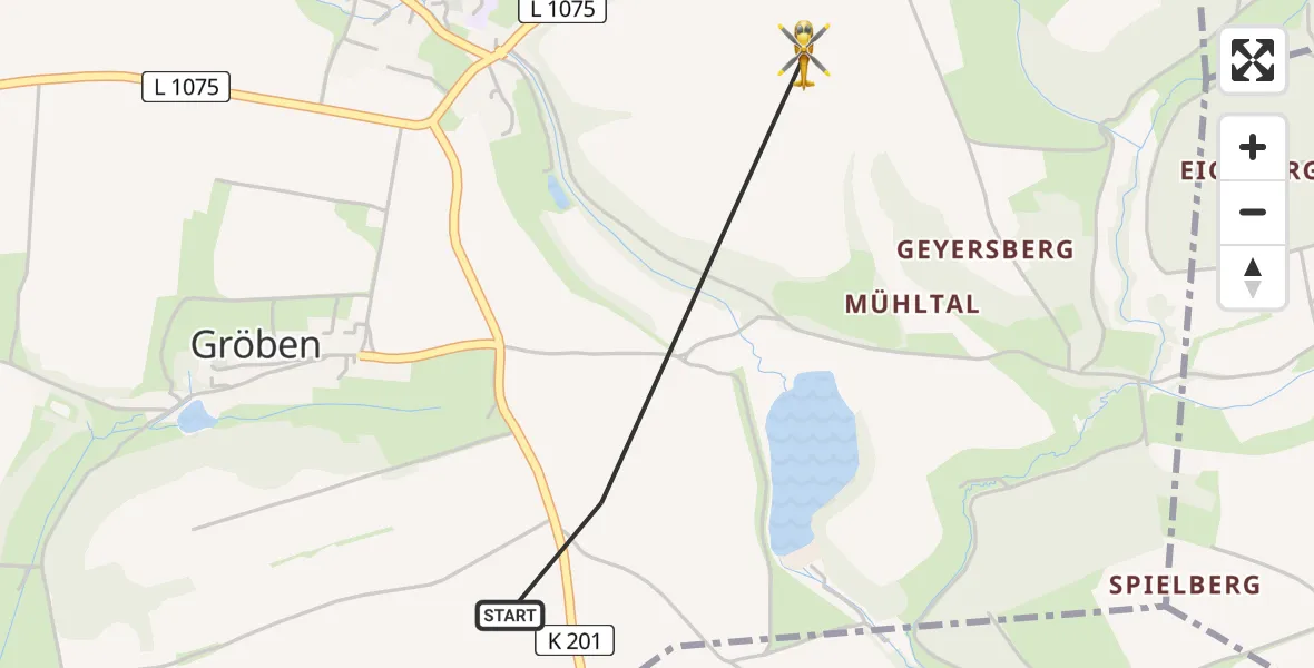 Flugroute Rettungshubschrauber Schlöben - Schlöben, 22 Juni 2026, 17:37