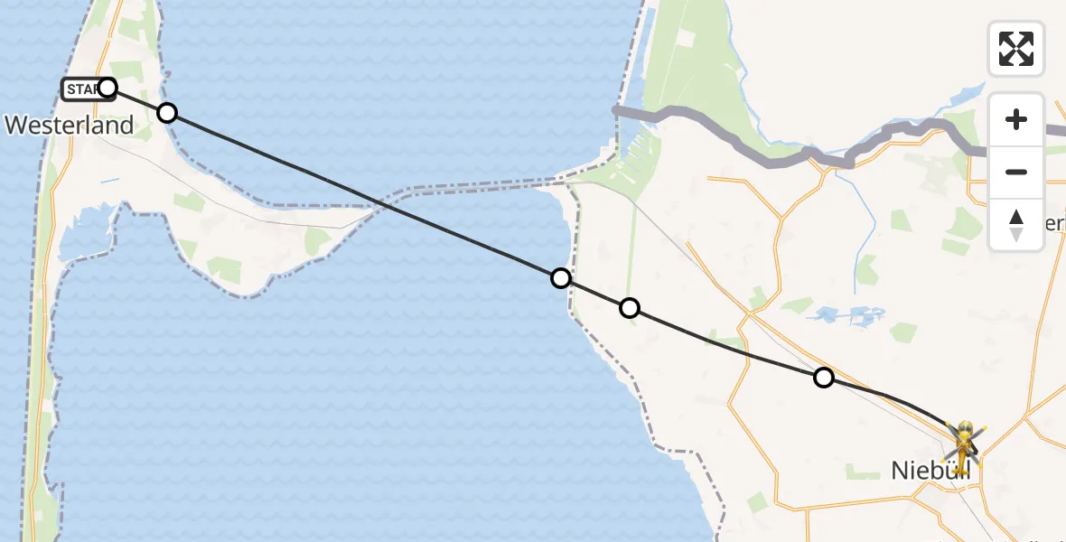 Flugroute Rettungshubschrauber Sylt - Niebüll, 22 Juni 2026, 17:42