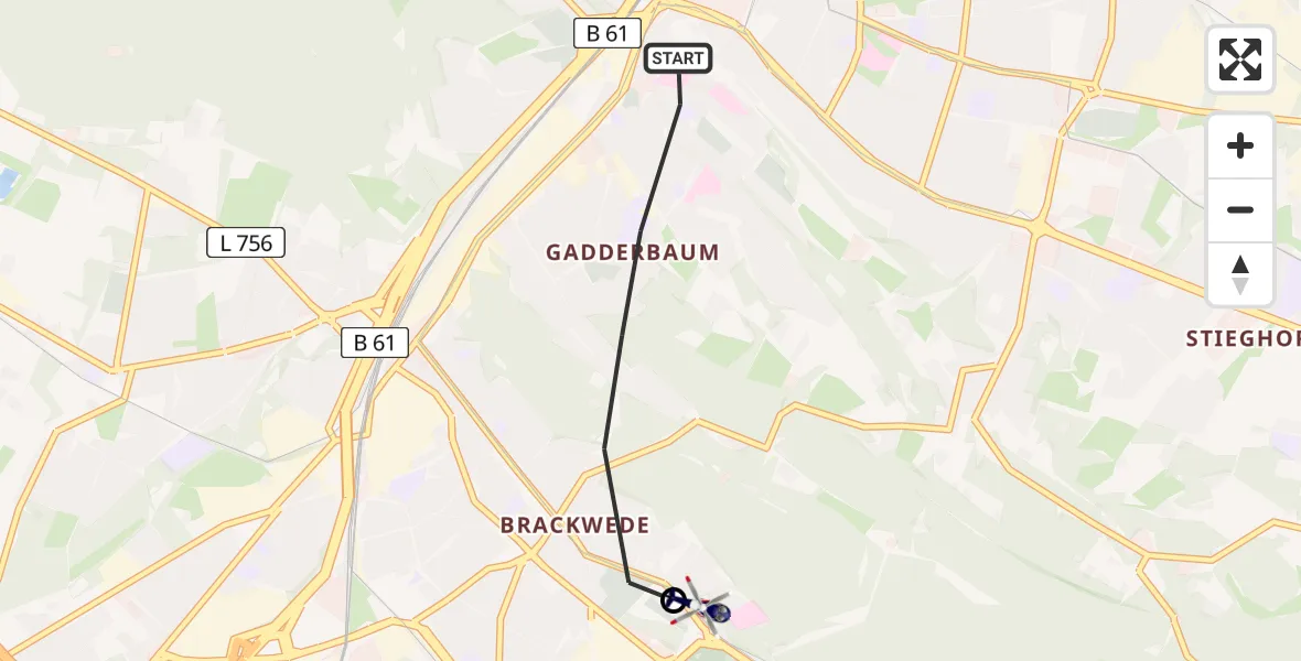 Flugroute Polizeihubschrauber Bielefeld - Luftrettungszentrum Bielefeld, 22 Juni 2026, 19:58