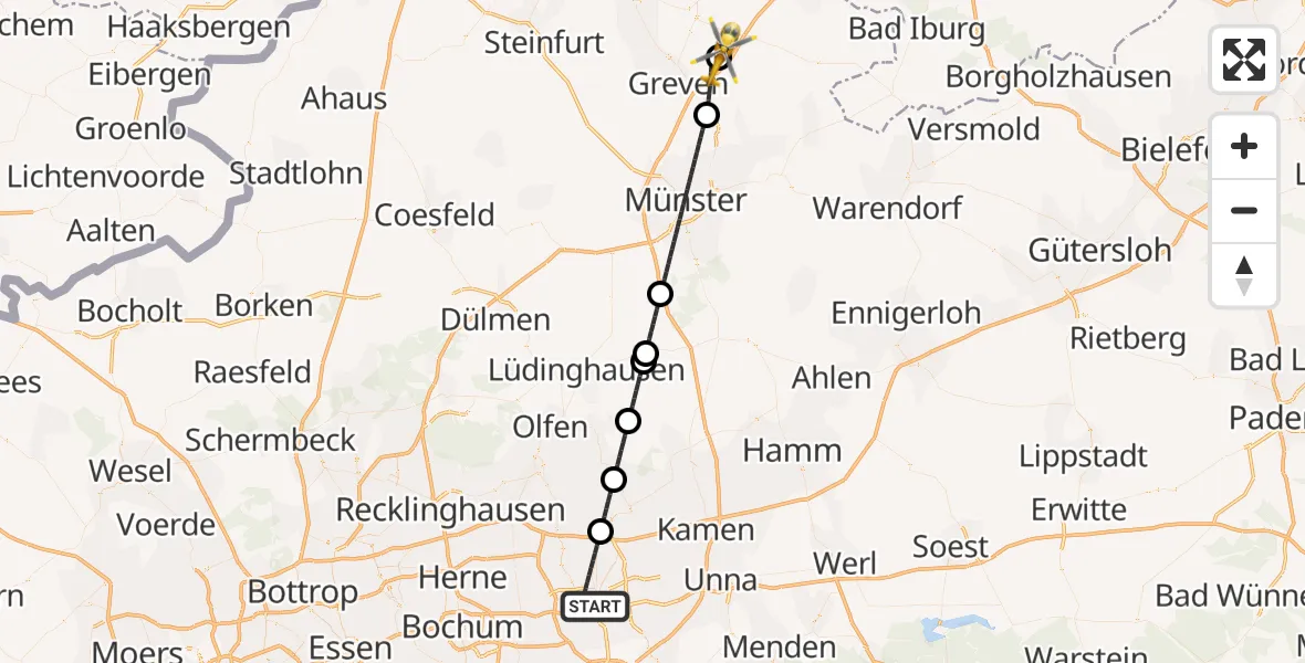 Flugroute Ambulanzhubschrauber Dortmund - Christoph  Westfalen-ADAC, 23 Juni 2026, 01:21