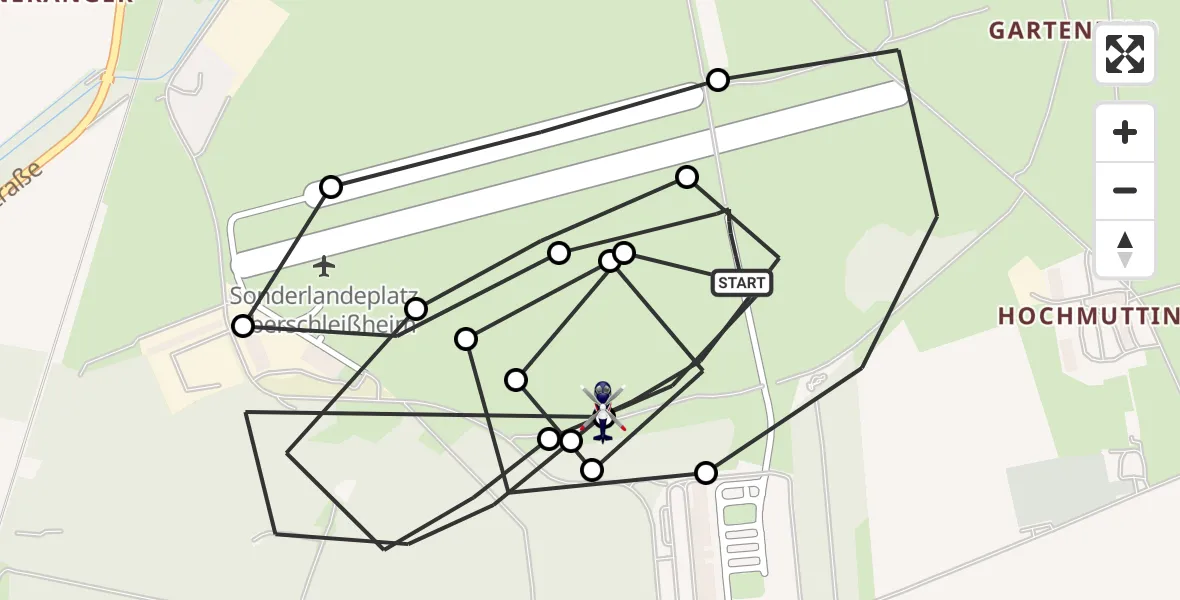 Flugroute Polizeihubschrauber Oberschleissheim Hubschrauberlandeplatz - Oberschleissheim Hubschrauberlandeplatz, 23 Juni 2026, 06:45