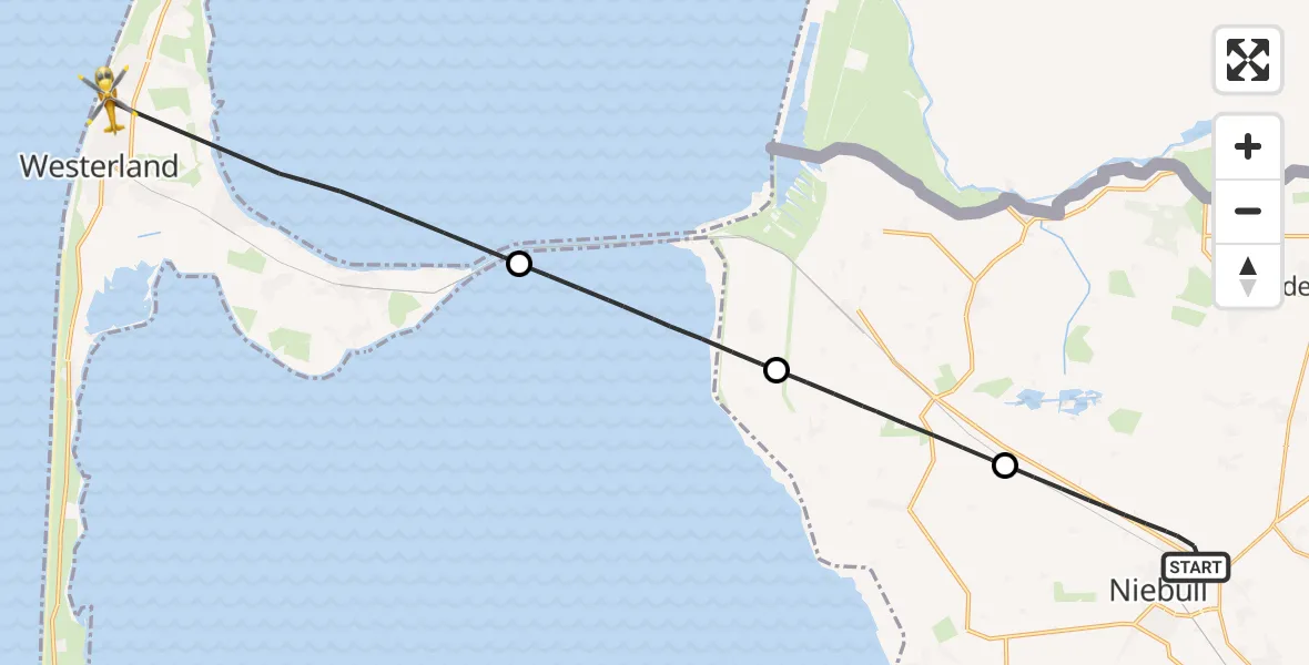 Flugroute Rettungshubschrauber Niebüll - Sylt, 23 Juni 2026, 06:48