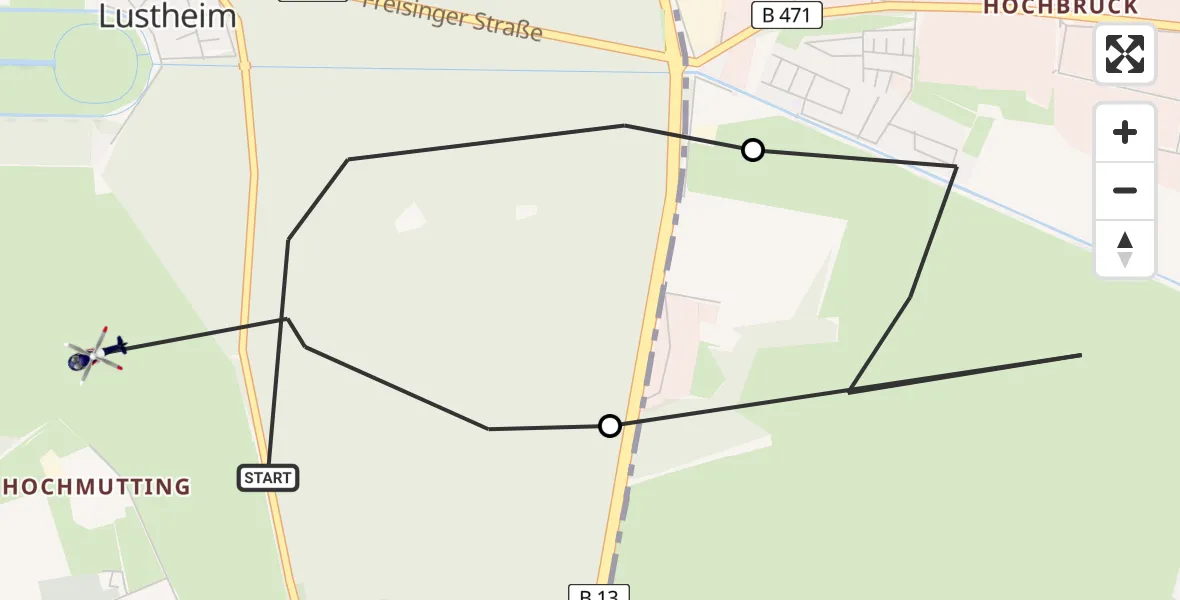 Flugroute Polizeihubschrauber Oberschleißheim - Oberschleißheim, 23 Juni 2026, 06:55