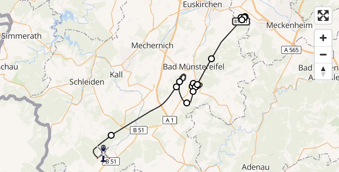 Flugroute Polizeihubschrauber Euskirchen - Dahlem, 23 Juni 2026, 06:56