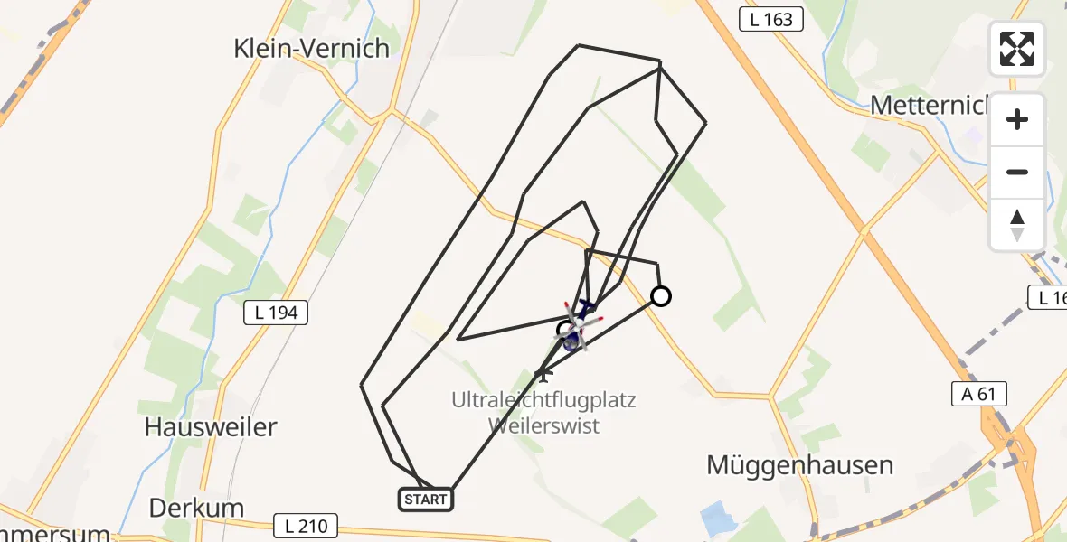 Flugroute Polizeihubschrauber Weilerswist - Weilerswist, 23 Juni 2026, 07:02