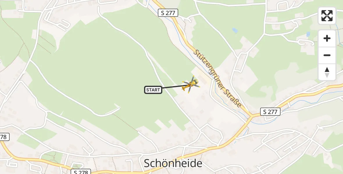 Flugroute Rettungshubschrauber Schönheide - Schönheide, 23 Juni 2026, 07:03