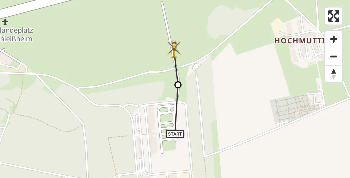 Flugroute Rettungshubschrauber Oberschleißheim - Oberschleissheim Hubschrauberlandeplatz, 23 Juni 2026, 07:09