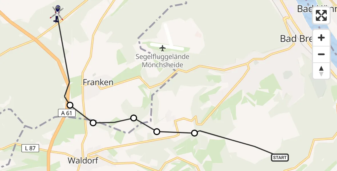 Flugroute Polizeihubschrauber Bad Breisig - Sinzig, 23 Juni 2026, 07:47
