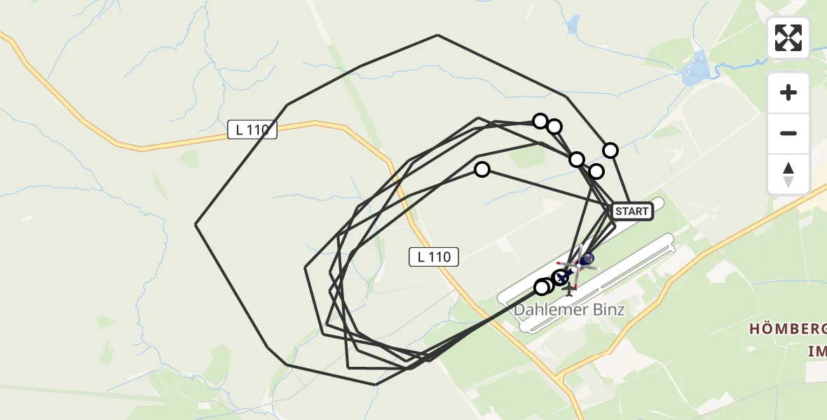 Flugroute Polizeihubschrauber Dahlemer Binz Flugplatz - Dahlemer Binz Flugplatz, 23 Juni 2026, 07:56