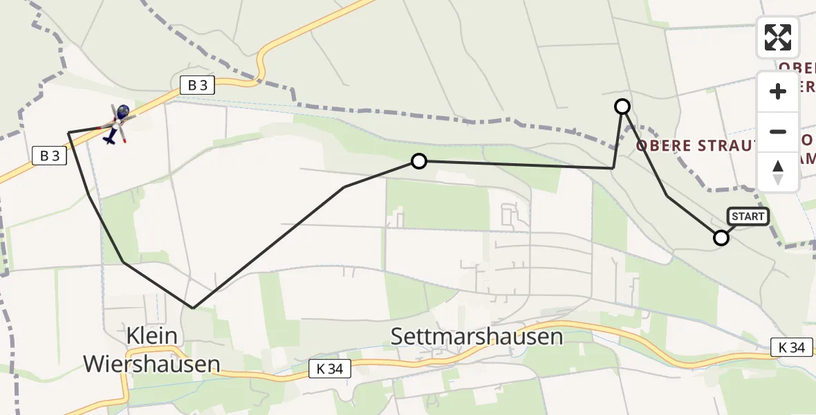 Flugroute Polizeihubschrauber Göttingen - Rosdorf, 23 Juni 2026, 08:08