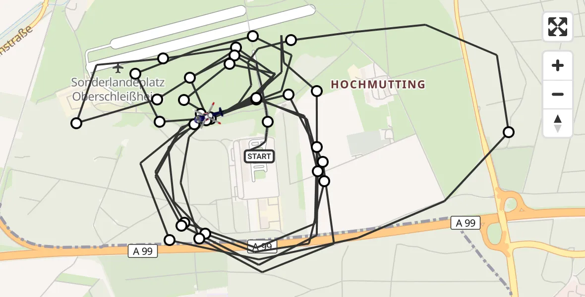 Flugroute Polizeihubschrauber Oberschleißheim - Oberschleissheim Hubschrauberlandeplatz, 23 Juni 2026, 08:28