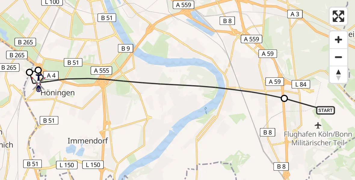 Flugroute Polizeihubschrauber Köln Bonn Flughafen - Köln, 23 Juni 2026, 08:38