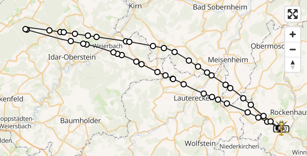 Flugroute Rettungshubschrauber Imsweiler UL - Imsweiler UL, 23 Juni 2026, 08:48