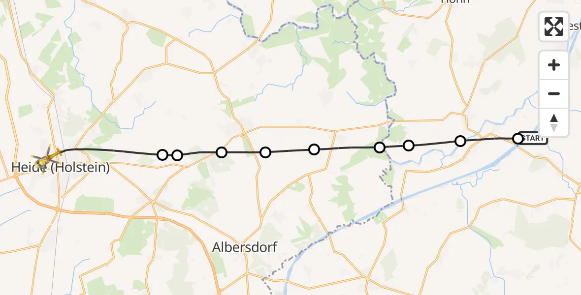 Flugroute Ambulanzhubschrauber Hörsten - Heide, 23 Juni 2026, 08:53