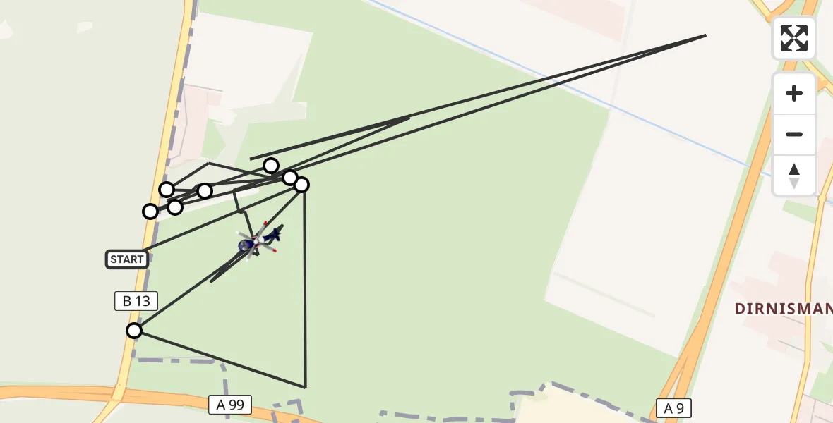 Flugroute Polizeihubschrauber Oberschleißheim - Garching b.München, 23 Juni 2026, 08:57