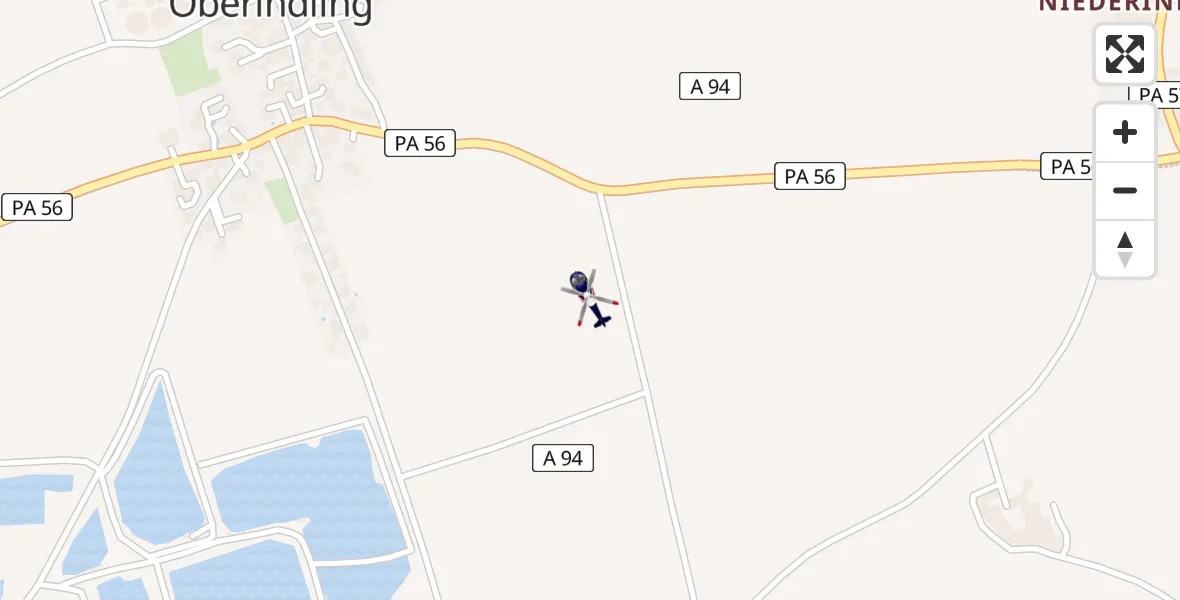 Flugroute Polizeihubschrauber Pocking - Pocking, 23 Juni 2026, 08:58