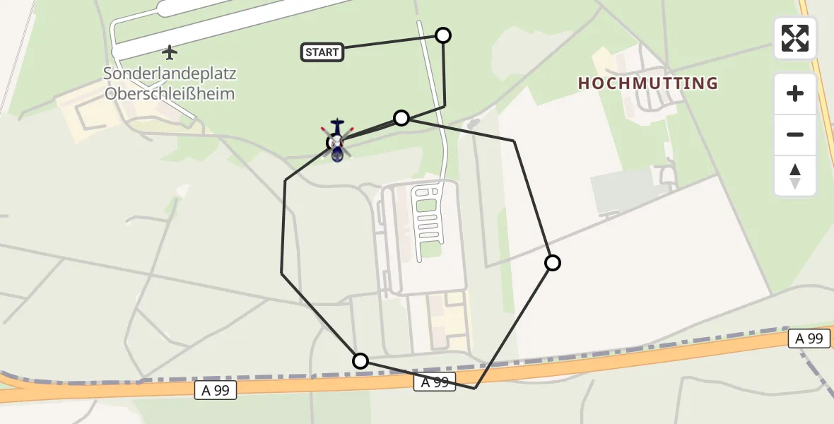 Flugroute Polizeihubschrauber Schleissheim Flugplatz - Oberschleissheim Hubschrauberlandeplatz, 23 Juni 2026, 09:11