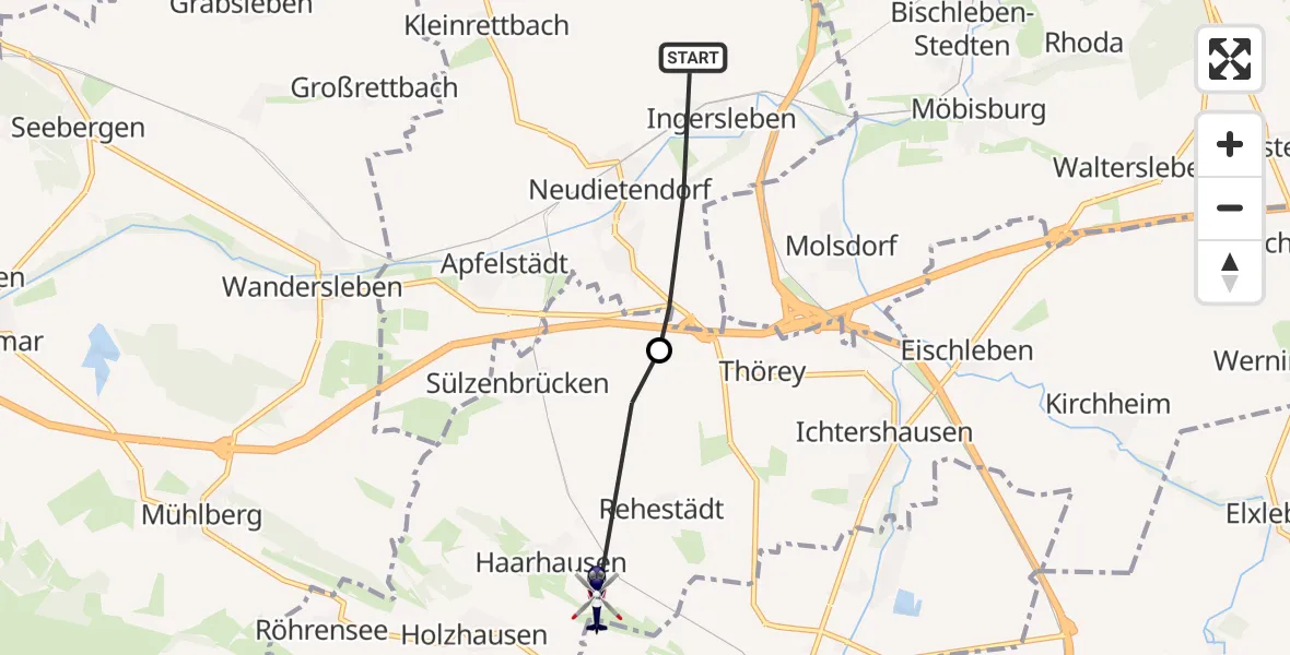 Flugroute Polizeihubschrauber Nesse-Apfelstädt - Amt Wachsenburg, 23 Juni 2026, 09:13