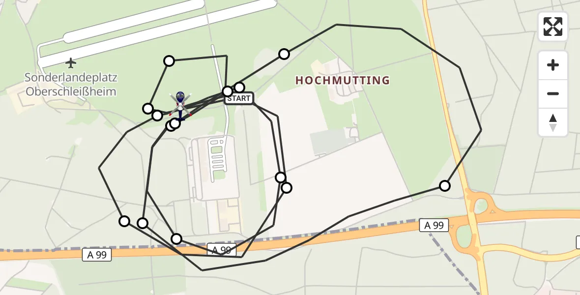 Flugroute Polizeihubschrauber Oberschleissheim Hubschrauberlandeplatz - Oberschleissheim Hubschrauberlandeplatz, 23 Juni 2026, 09:16
