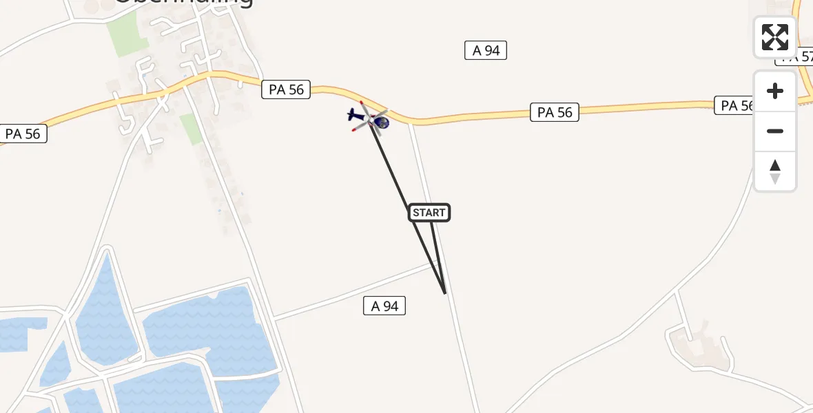 Flugroute Polizeihubschrauber Pocking - Pocking, 23 Juni 2026, 09:22