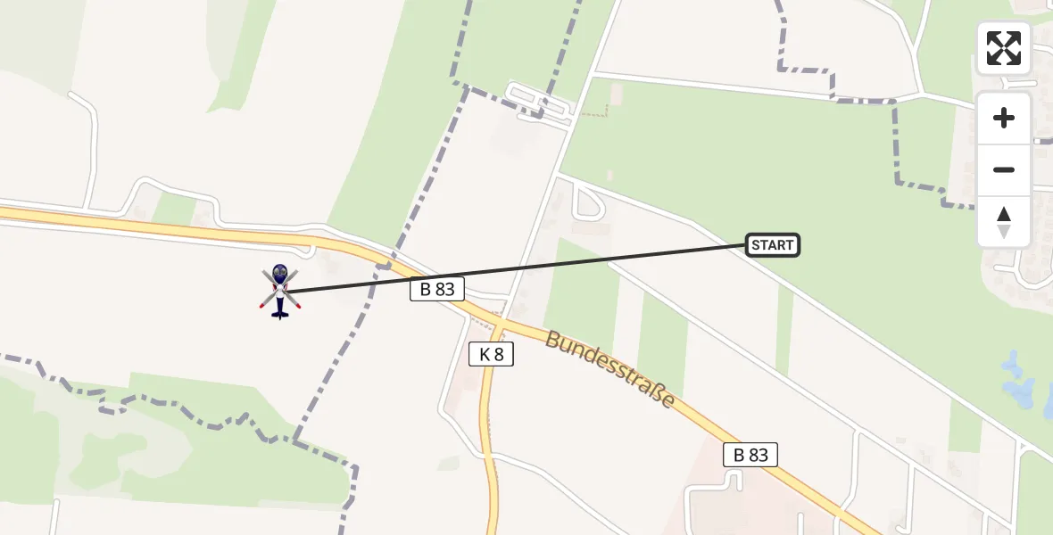 Flugroute Polizeihubschrauber Luhden - Bückeburg, 23 Juni 2026, 09:27