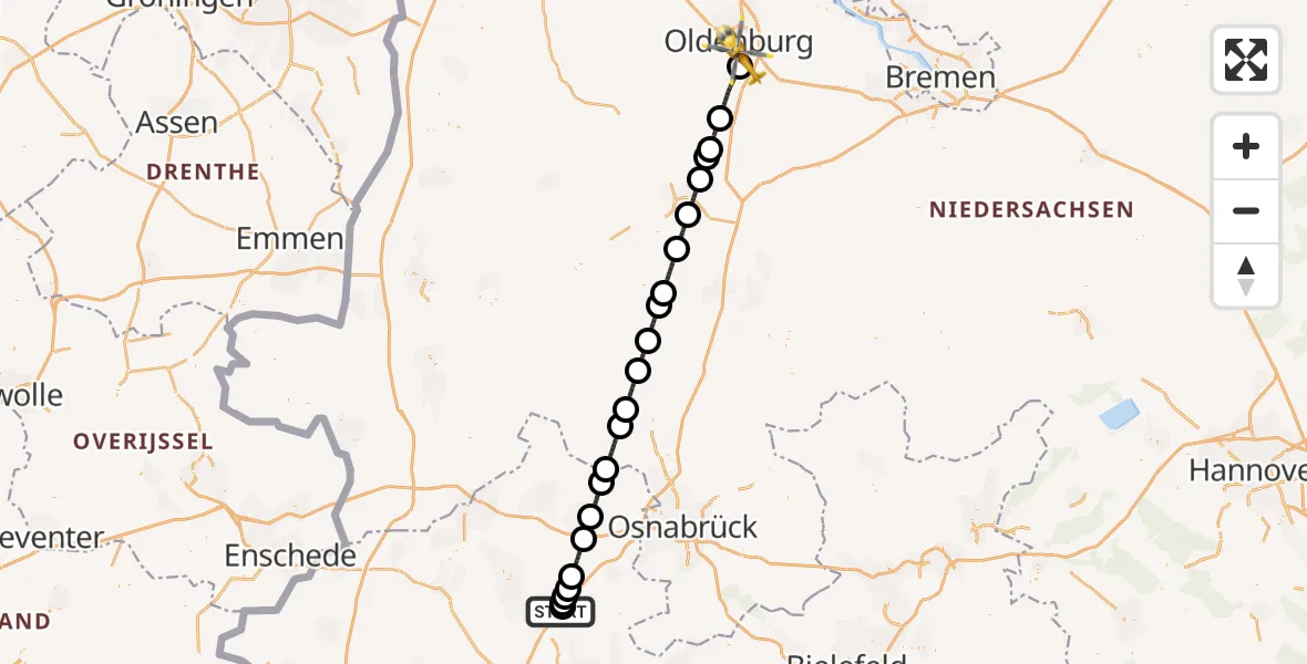 Flugroute Ambulanzhubschrauber Christoph  Westfalen-ADAC - Oldenburg (Oldb), 23 Juni 2026, 09:38