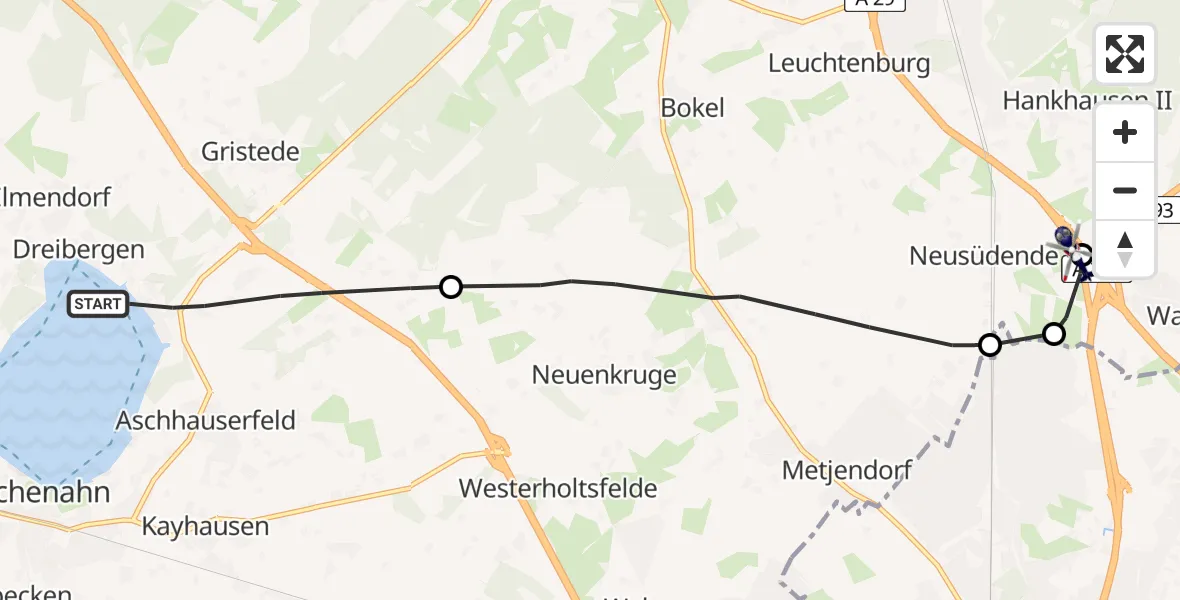 Flugroute Polizeihubschrauber Bad Zwischenahn - Oldenburg Police Hubschrauberlandeplatz, 23 Juni 2026, 10:22