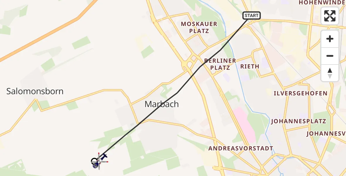 Flugroute Polizeihubschrauber Erfurt - Erfurt-Weimar Flughafen, 23 Juni 2026, 10:28