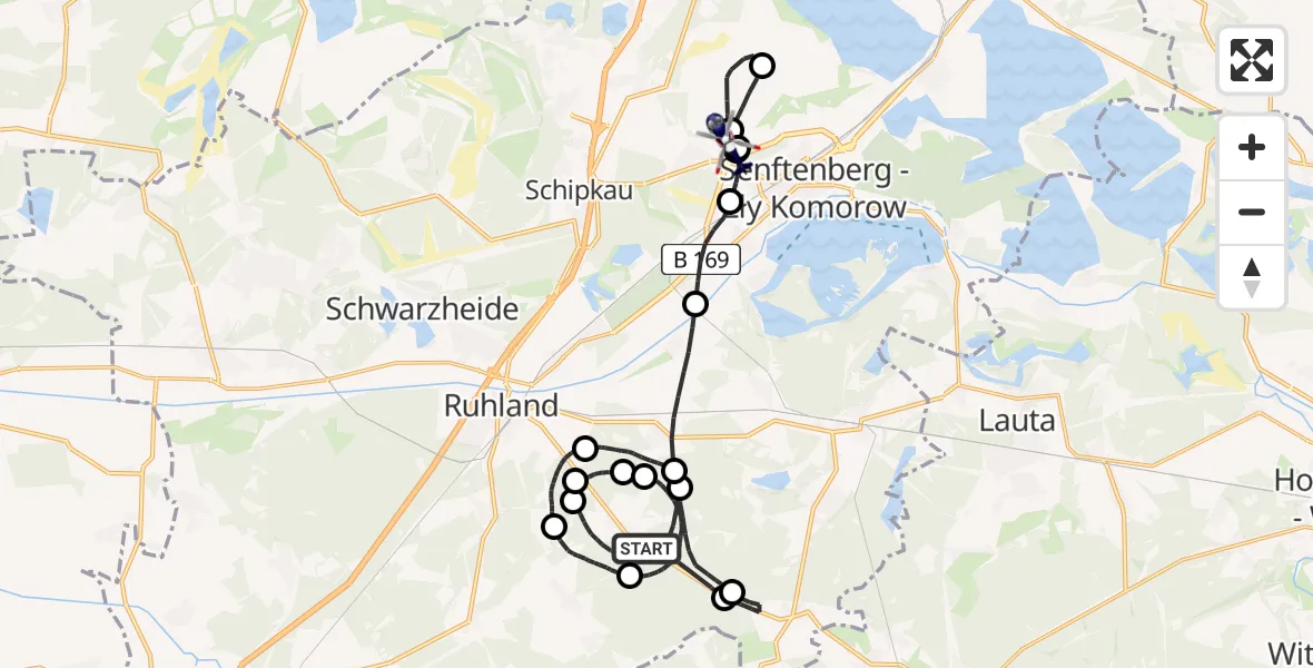 Flugroute Polizeihubschrauber Guteborn - Schipkau, 23 Juni 2026, 10:29