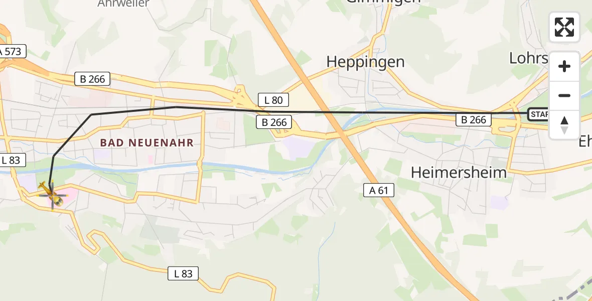 Flugroute Rettungshubschrauber Bad Neuenahr-Ahrweiler - Bad Neuenahr-Ahrweiler, 23 Juni 2026, 10:49